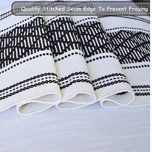 Image of Curated Cart Boho Table Runner 13x70 Inch with Tassels - Cotton Table Runner for 6 Seater Dining Table, Centre Table Runner for Living Room, Farmhouse Dining Table Decor (Black)