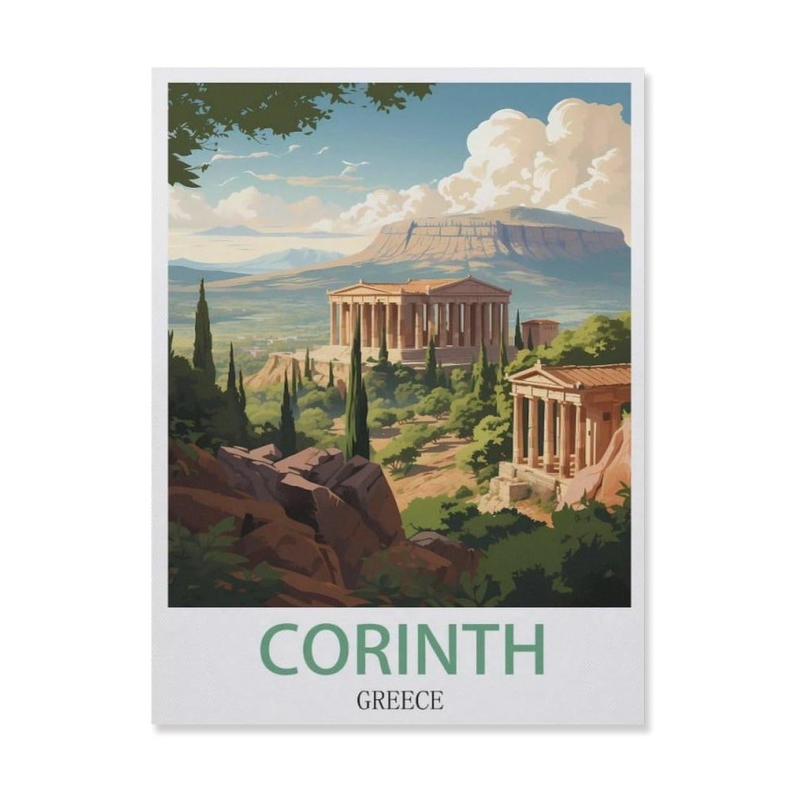 Panneau Métal Vintage Corinthe Grèce, idée cadeau déco rétro idéale