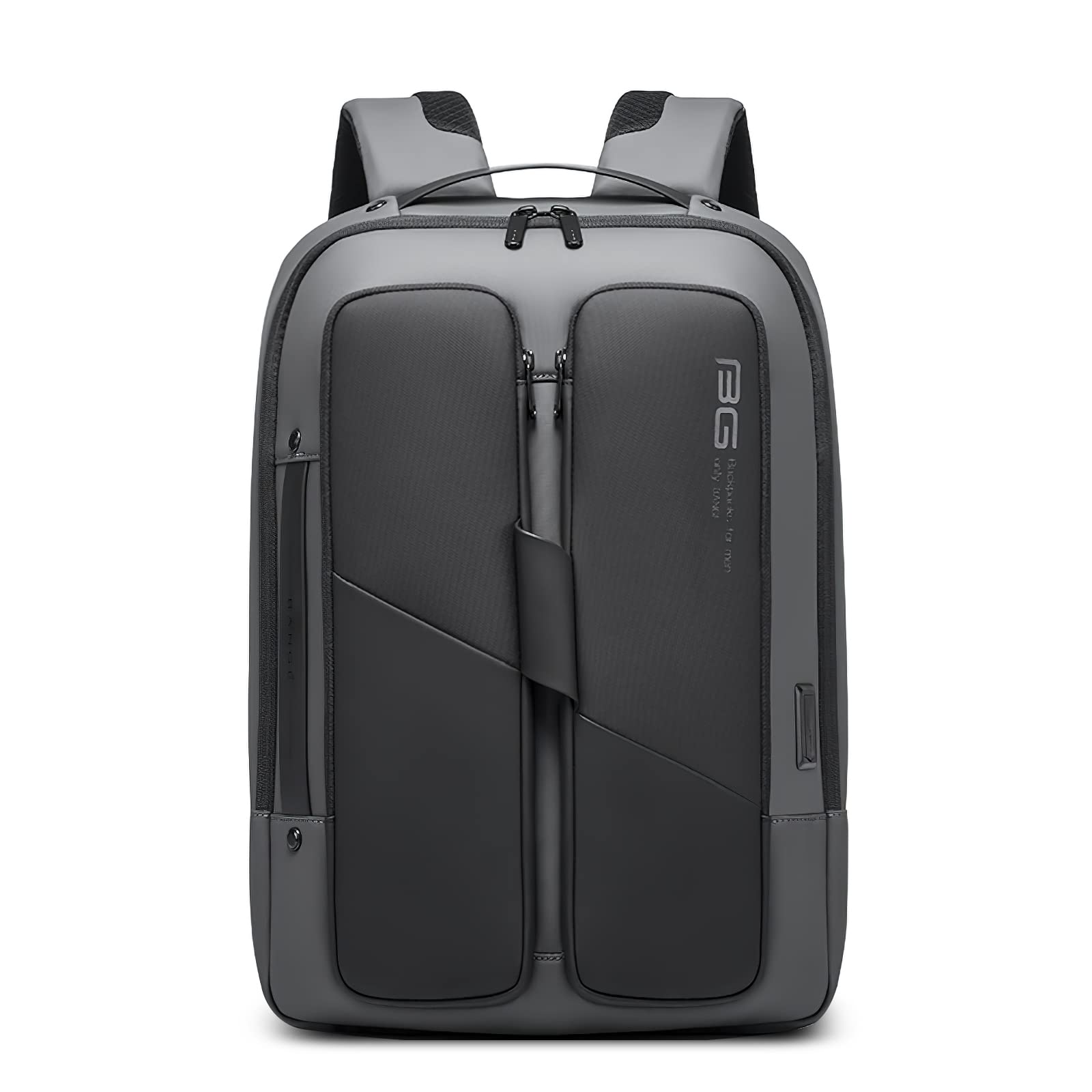 VARLIVOO Hombre Negocio Mochila 15.6" Portátil Mochila con Puerto de Carga USB Trabajo Colegio Viajar Rabajo Anti-Robo PC Mochilas Impermeable Polyester Gris