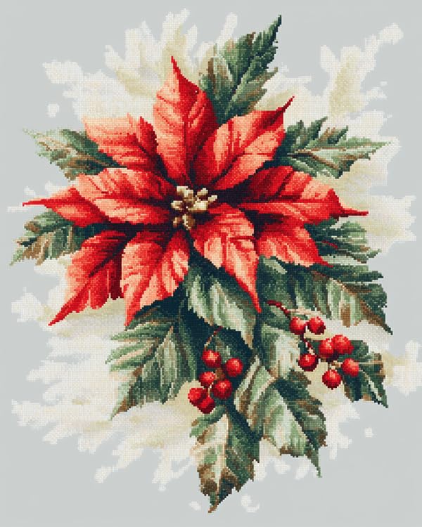 Amazon.co.jp: クリスマス デジタル油絵 数字油絵,ポインセチア