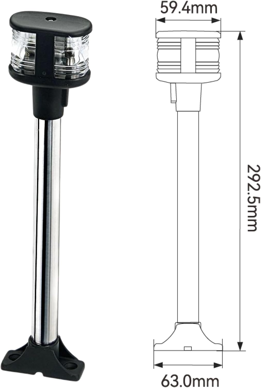 SEAFLO 01 Series Courtesy Transom LED White Stern Light- 2.2W, 2 NM Visibility, AISI 316 Stainless Steel, IP66 Waterproof, USCG Approved for Boats Up to 65 FT (20M), 4-Year Warranty (Warm WHite)