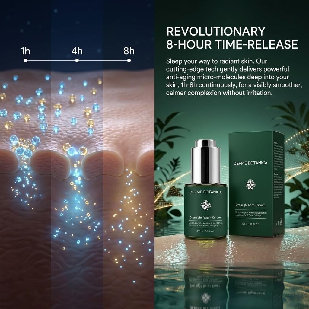 Official Derma Botanica Overnight Repair Serum，Derma Botanica Overnight Serum – Luxurious Night Facial Serum with Peptide Complex – 1.76Fl Oz image 2