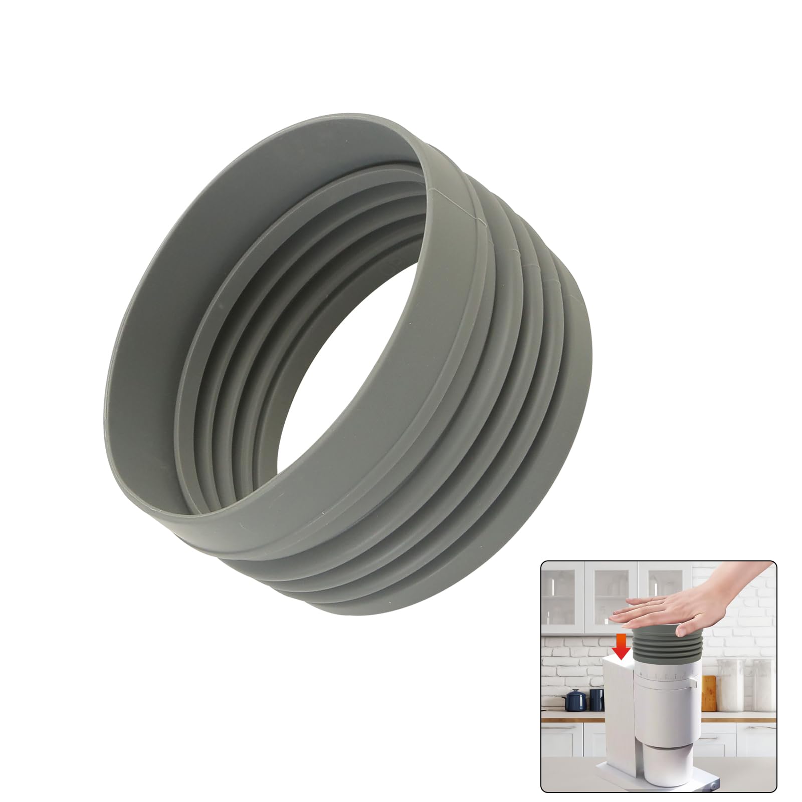 Moruiero Silicone Bellow Compatible with Fellow Opus Conical Burr Coffee Grinder, Flush Away Coffee Grounds Leftover Elastic Reusable Coffee Bellow, Reduce Coffee Grinds Retention - 4.72 Inch grey