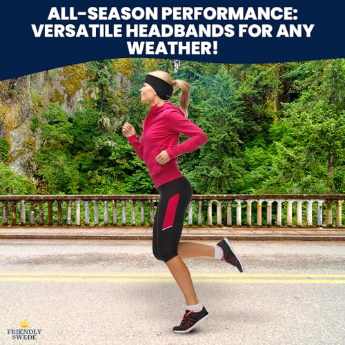 Image of The Friendly Swede Running Headband Ear Warmer - 2-Pack, Sports Headband for Outdoors, Running, Cycling, Hiking - Ideal as Liner Under Helmets