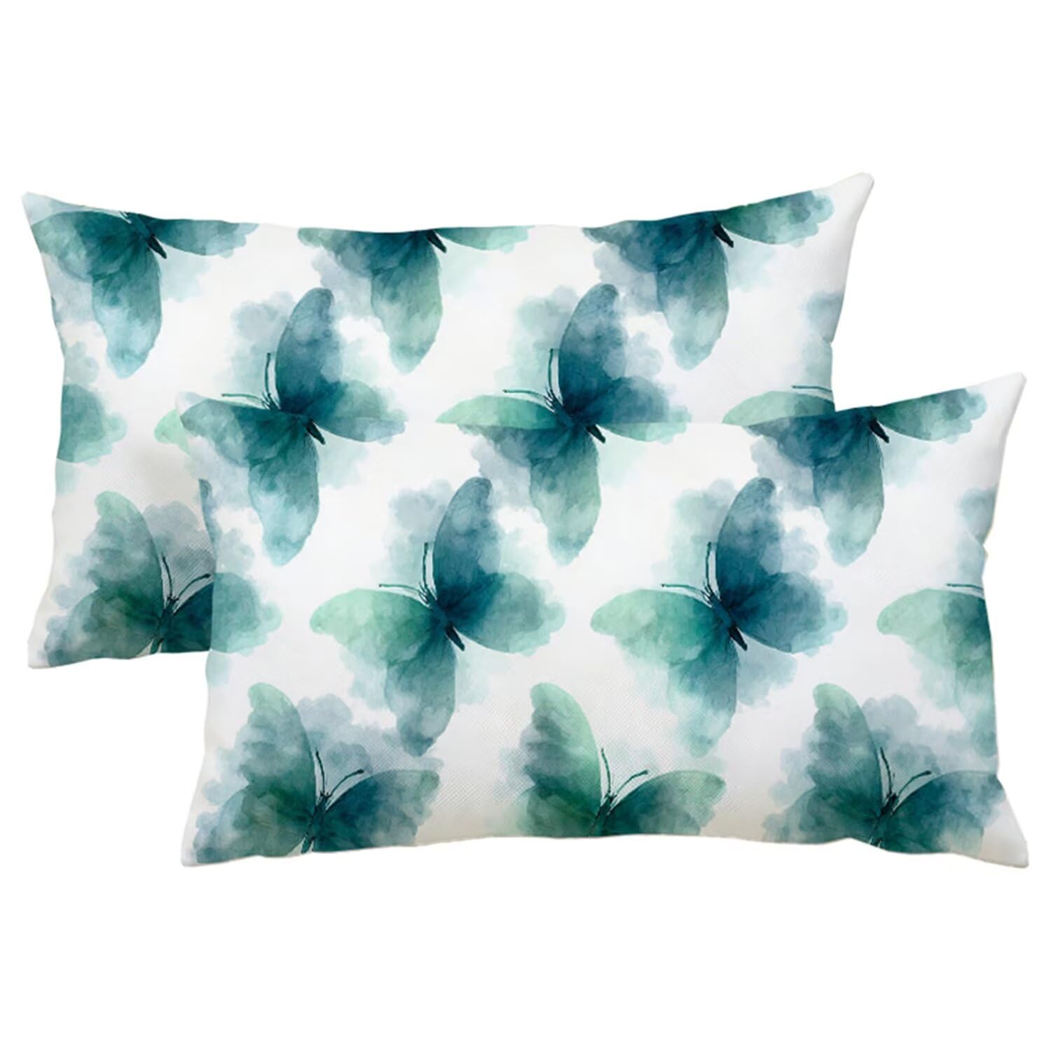 Housse coussin 40x60 lot de 2 en lin imprimé papillon moderne
