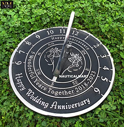 Reloj de sol de madera náutico con grabados de precisión 4
