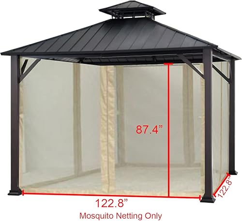 Miniatura 4 de Garden Winds Juego de mosquiteras de repuesto universal para glorieta de techo duro de 10' X 10'