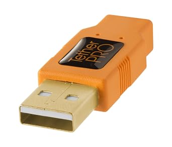 Tether Tools TetherPro USB 2.0 to USB Micro-B 5-Pin Cable | for Fast Transfer Between Camera and Computer | High Visibility Orange | 15 Feet (4.6 m)