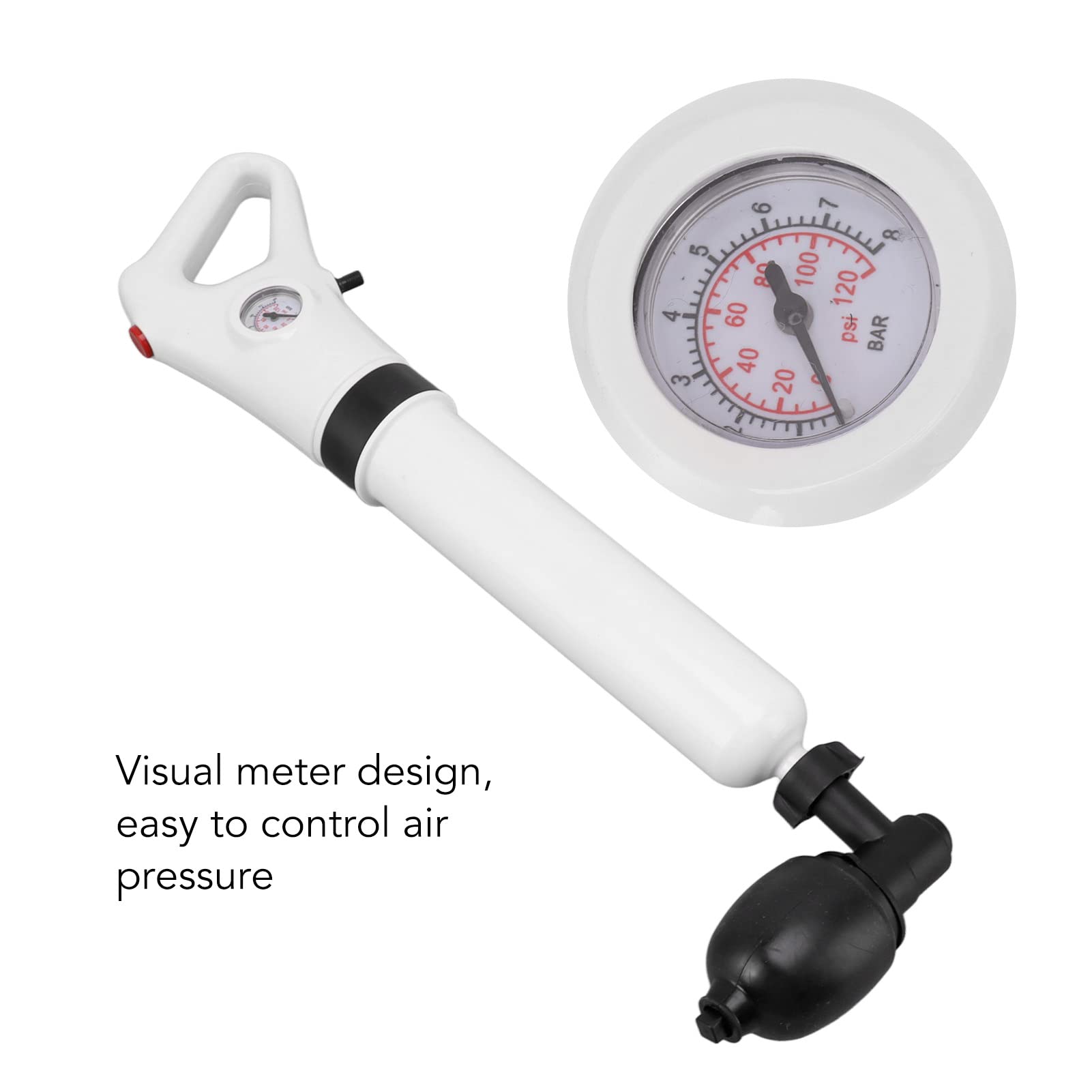 Manual Toilet Plunger, Portable Handle Visual Meter ABS Material Air Pressure Drain Dredger Labor Saving for Kitchen and Bathroom