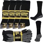 ARITRADERSLTD 5 Pairs Men's Big Foot Work Socks UK Size 11-14 Pack of Long Boot Full Cushion Force Performance With Reinforced Heel & Toe For All Seasons Black