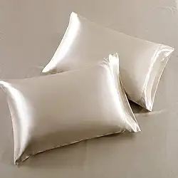 Kit 2 Fronhas De Cetim Seda Bege Anti Frizz Alto Brilho