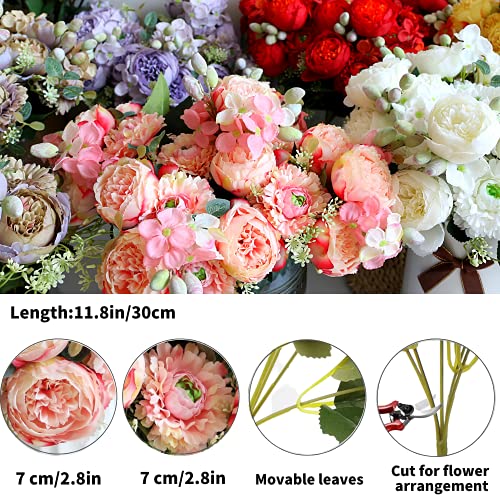 Astryas Artificial Flowers, 2 Bundles Pink Artificial Peonies Fake Peony Bulk Silk Flower Arrangements Centerpieces Table For Cemetery Home Office Party Wedding Decoration #TOP5