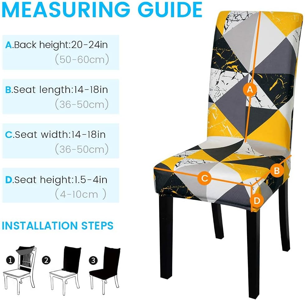TOPCHANCES Stretch Spandex Chair Covers for Dining Room, Removable Washable Fabric Chair Cover Slipcover(4PCS,04