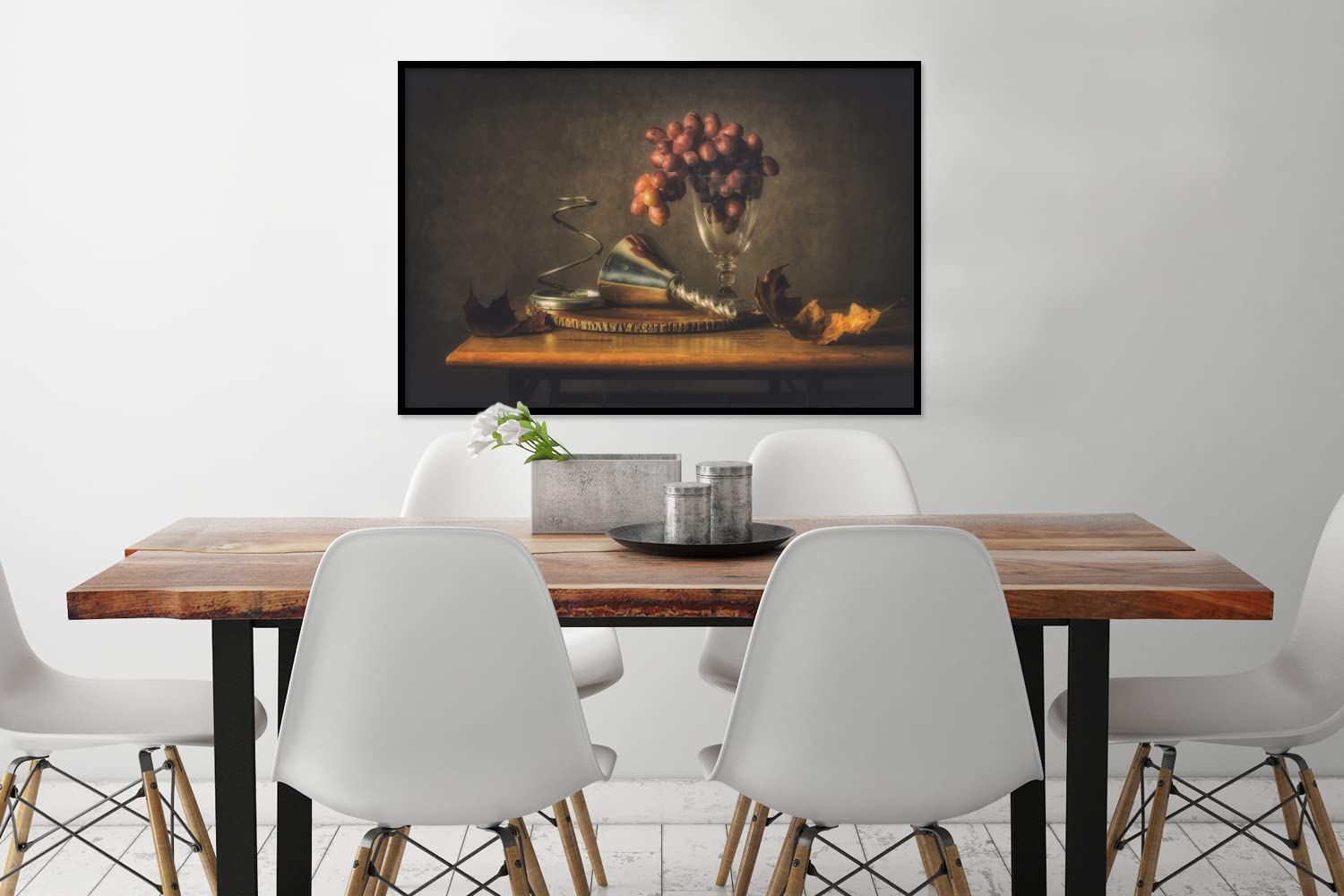 Poster Bilder Wanddeko Deko Wohnzimmer 120x80 cm Malerei - Stilleben - Glas - Weintrauben - Kunst