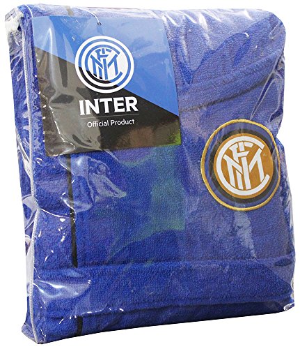 NUOVO ACCAPPATOIO CON CAPPUCCIO UFFICIALE FC INTER TG S M L XL XXL NERO AZZURRO 100% MICRO SPUGNA PURO COTONE UOMO (M - 46 / 48)