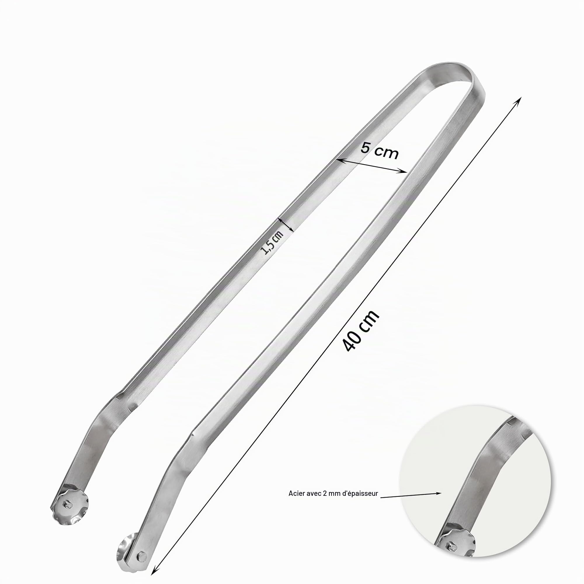 Pince Barbecue INOX à Roulette - 40 cm - Ustensile Professionnel pour Griller, Cuisson et Buffet Extérieur - Idéale pour Saucisses, Viande, Salade et Fruits