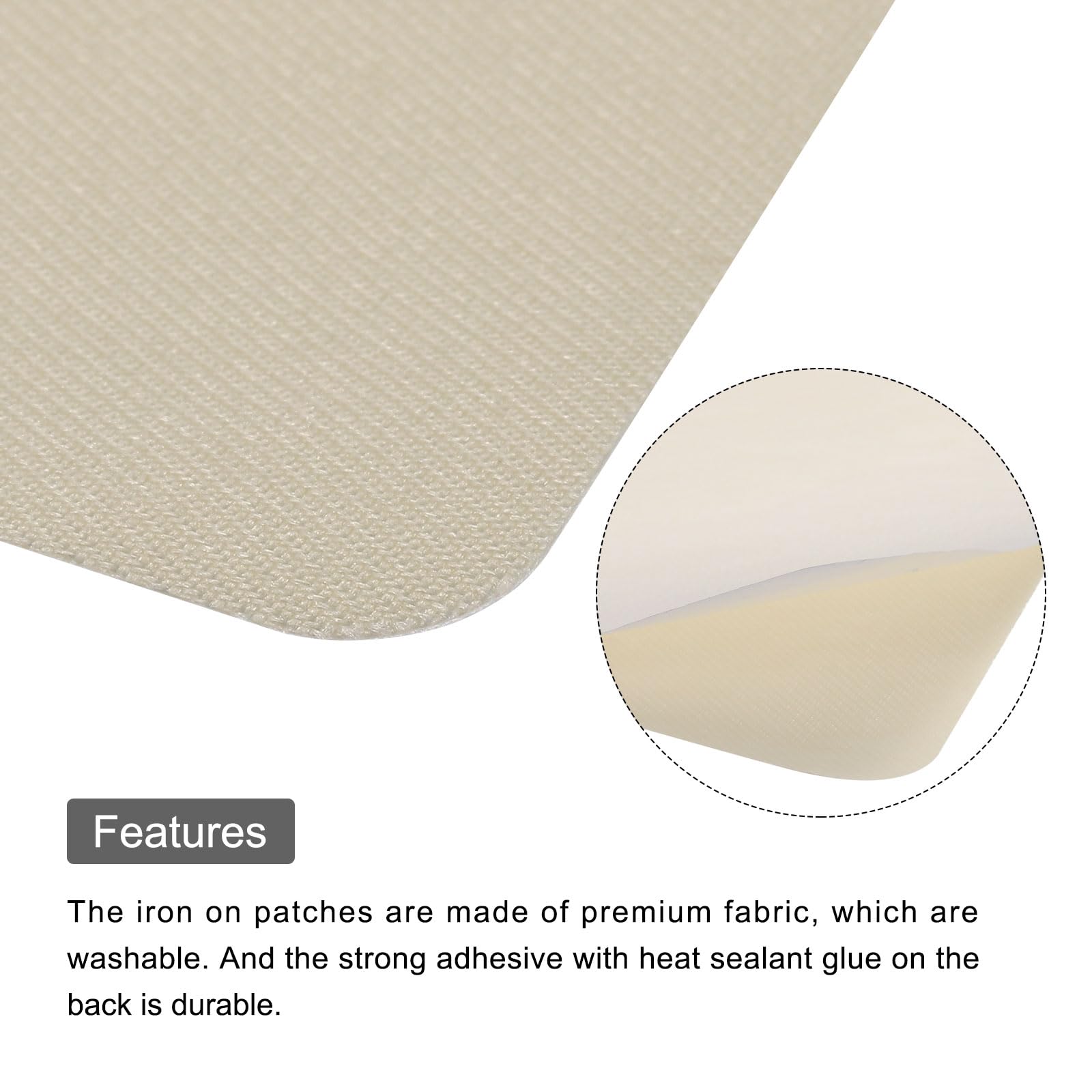 MECCANIXITY 6 parches de reparación de tela, parches de reparación de tela para planchar, color beige, 4.9 x 3.7 pulgadas, para reparación de ropa, pantalones, reparación de agujeros y decoración