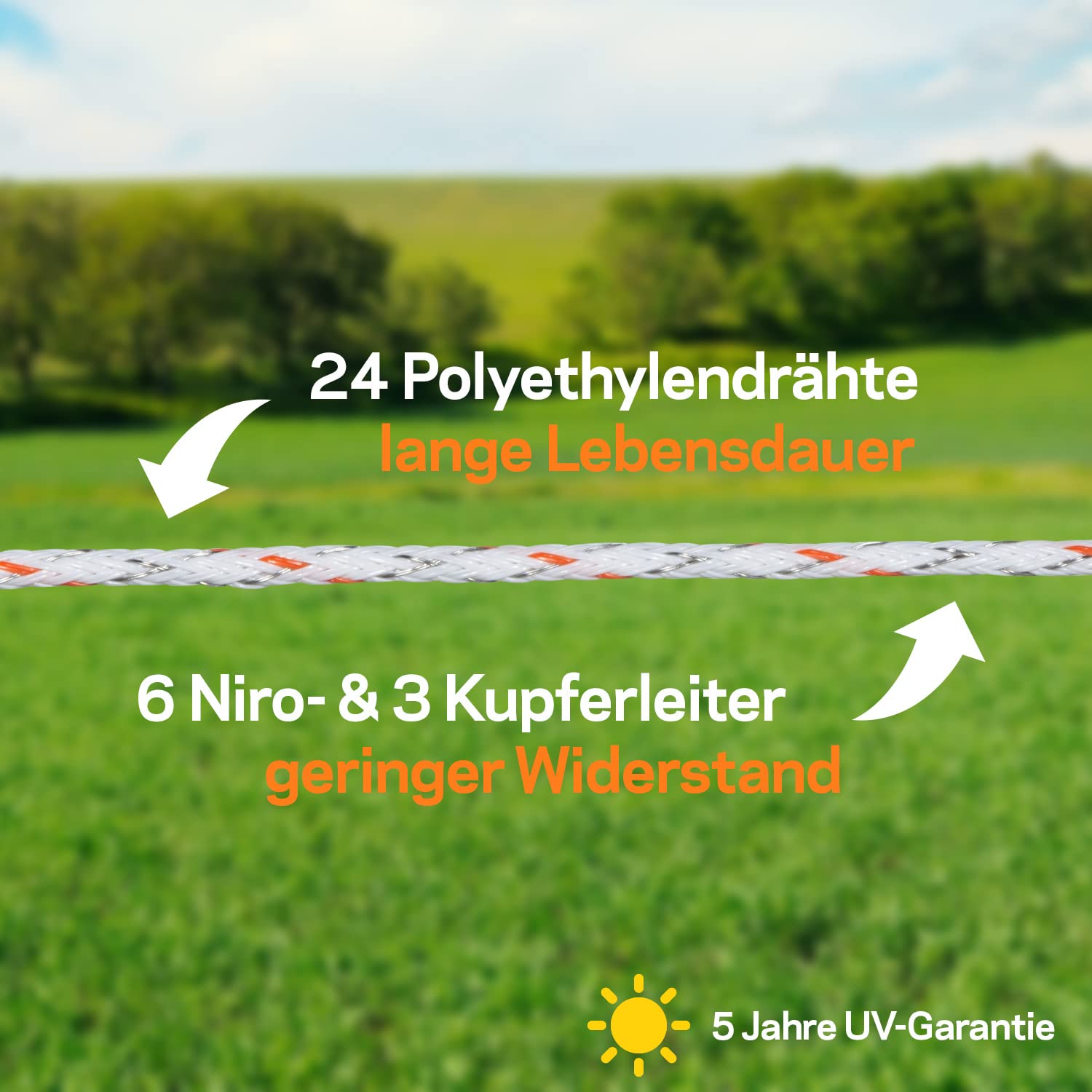 Gallagher Vidoflex 9 TurboLine Plus - Alambre para valla eléctrica (Polywire, 200 m)