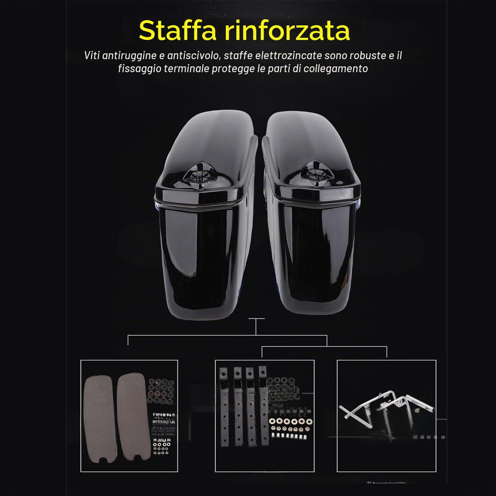 Luocute Bauletto Laterale per Borse Sella Rigide per Litri con Serratura, Portaoggetti in Plastica ABS Universale per Cruiser