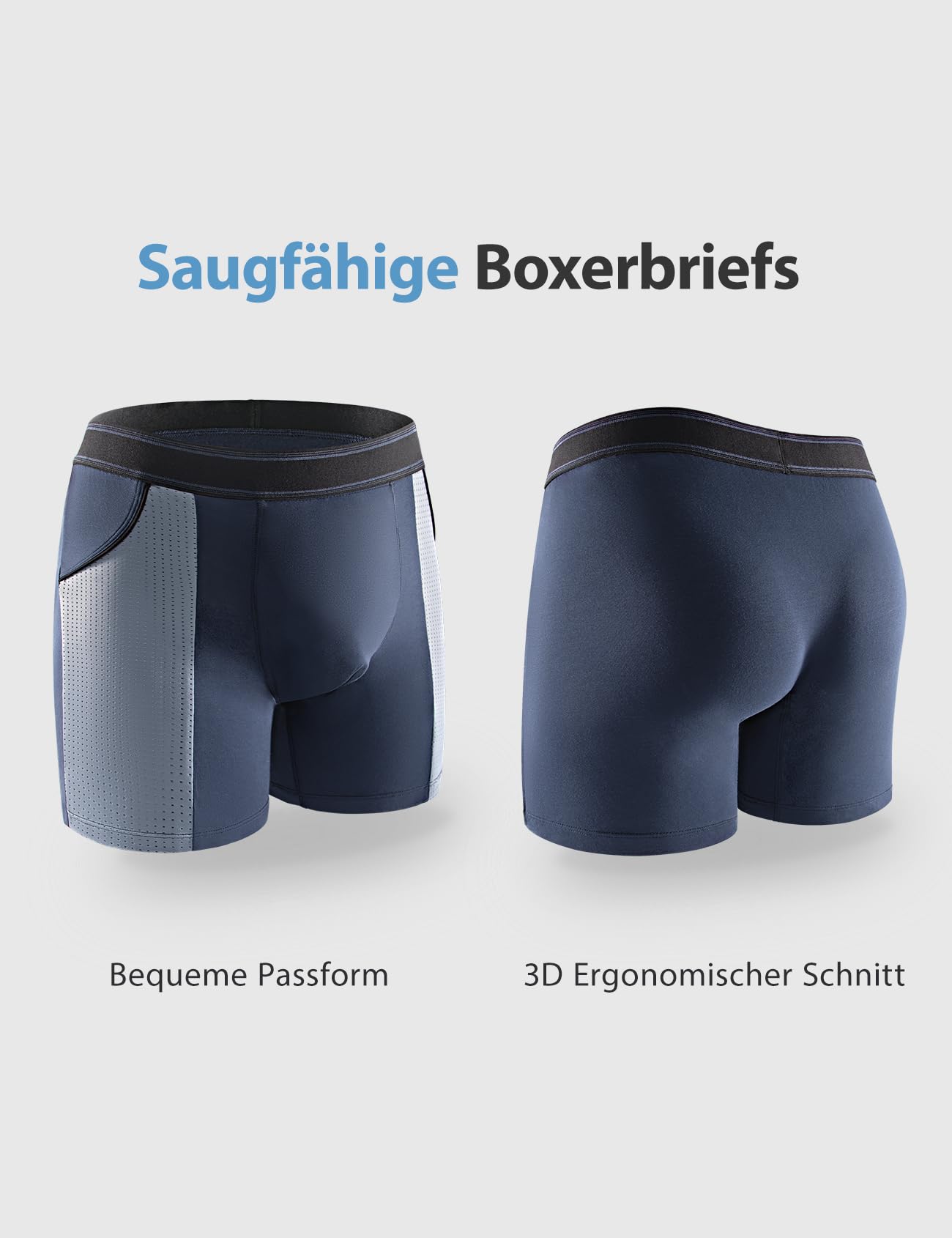 Carer 4er Pack Bambus Inkontinenz Boxershorts Herren, 100ml Absorption Waschbare Wiederverwendbare Inkontinenz Unterwäsche Leichte Atmungsaktive Auslaufsichere Unterhosen, Schwarz Blau Größe XL
