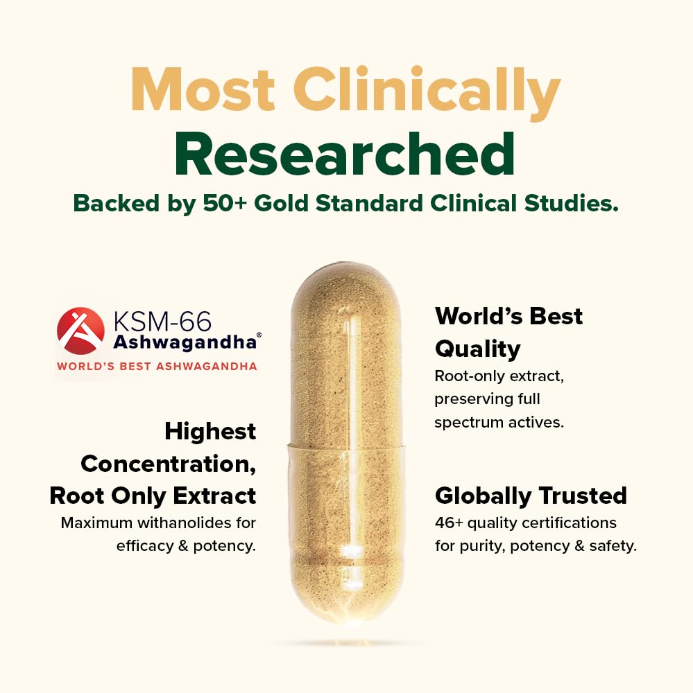 VAHDAM Ashwagandha Supplement 1800mg with Ashwagandha Root Extract and L-Theanine | Support Stress Relief, Mood and Sleep | 90 Capsules