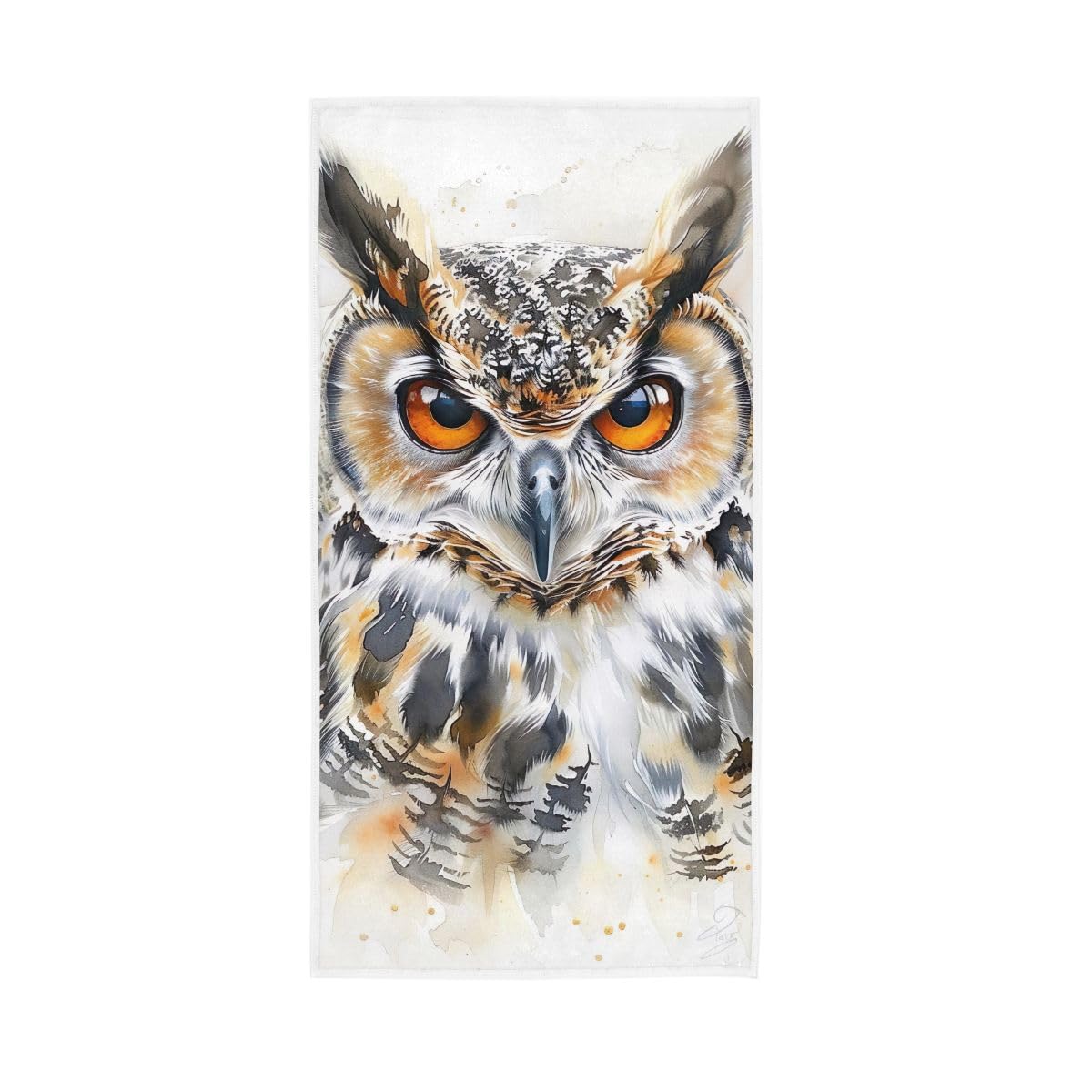 LSRCPD Watercolor Owl White Bath Hand Towels for Bathroom, Hand Towels for Bathroom, Shower, Hotel, Spa 15 x 30 Inches