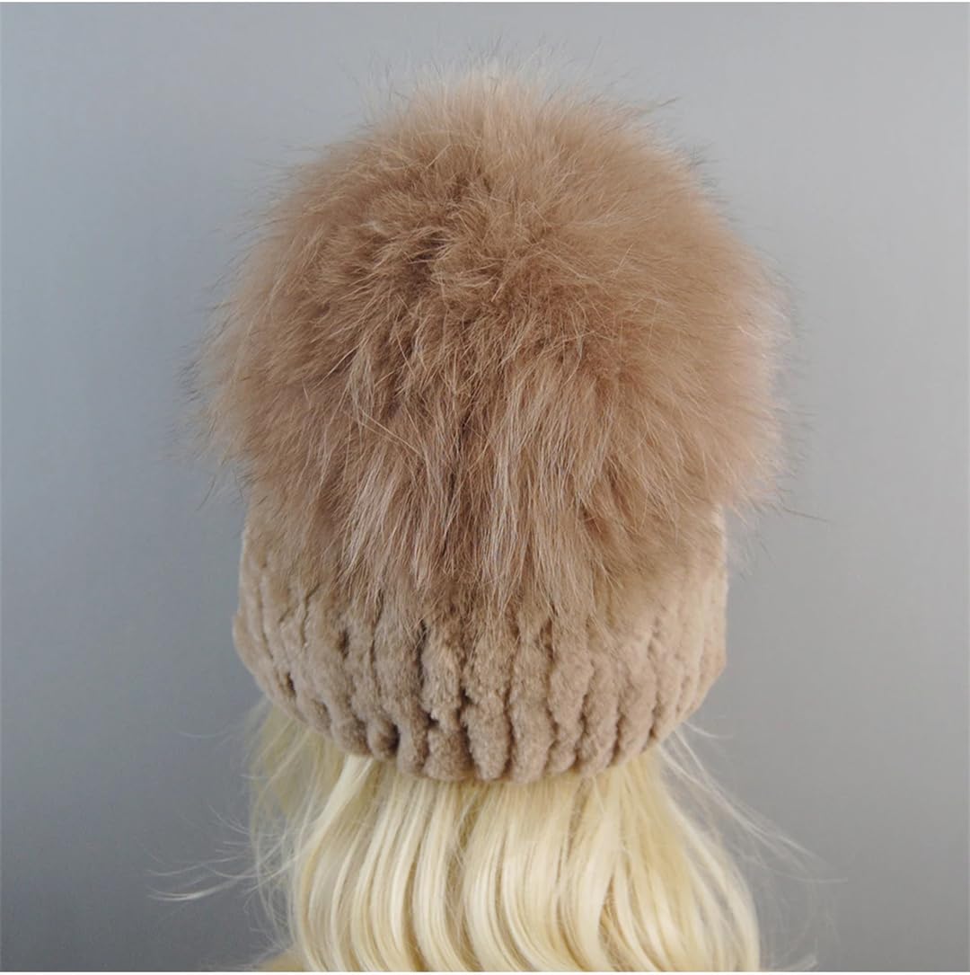 Lmtossey Cappello invernale da donna in vera peluche lavorato a maglia