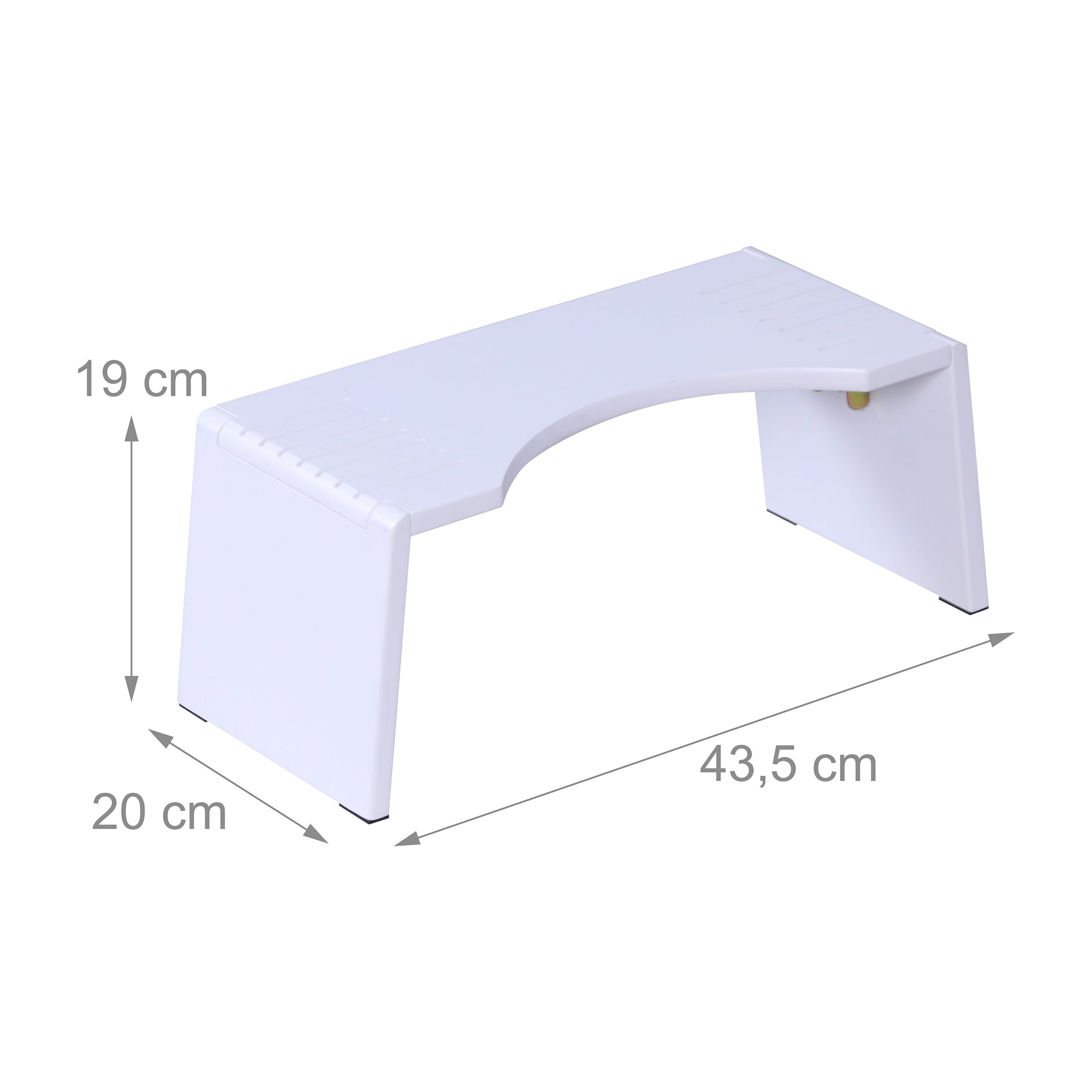 Relaxdays Taburete Inodoro Plegable de bambú Antideslizante, reposapiés para Adultos, 43,5x20x19 cm, Blanco