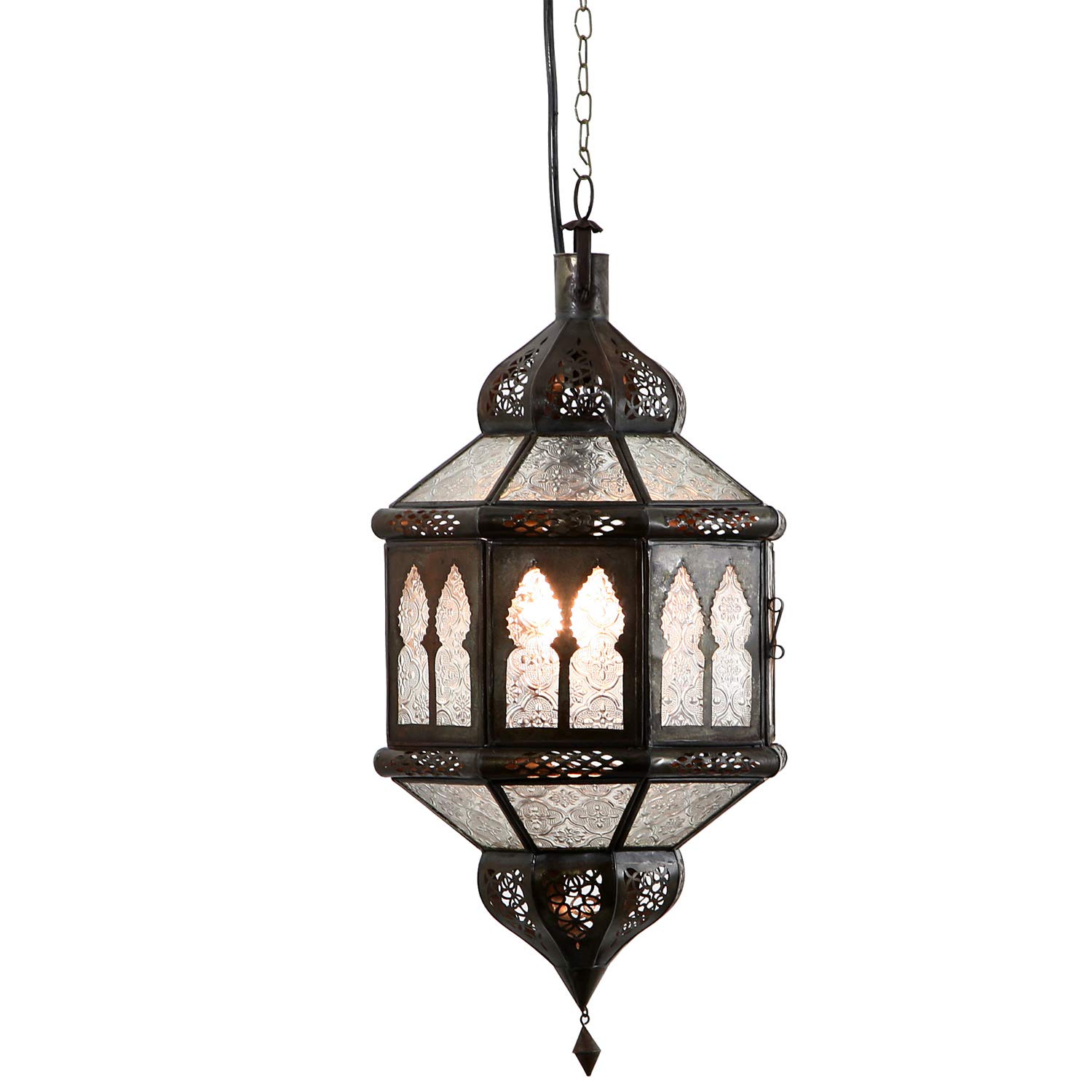 Lampada a sospensione marocchina Lanterna Sala da pranzo Soggiorno Applique Stile Arabo Bianco Trombia Biban L1234