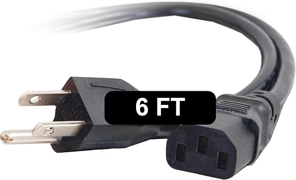 C2G 6FT Premium Replacement AC Power Cord - Durable Power Cable for TV, Computer, Monitor, Appliance & More 24240, Pack of 1