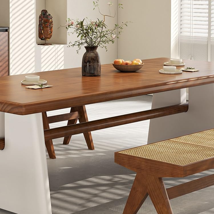 ENGENDER Mesas De Cocina Mesa de Comedor de Madera Maciza for Uso doméstico pequeño, Estilo WABI-sabi, Rectangular, for casa de Familia. Comedor(120cm)