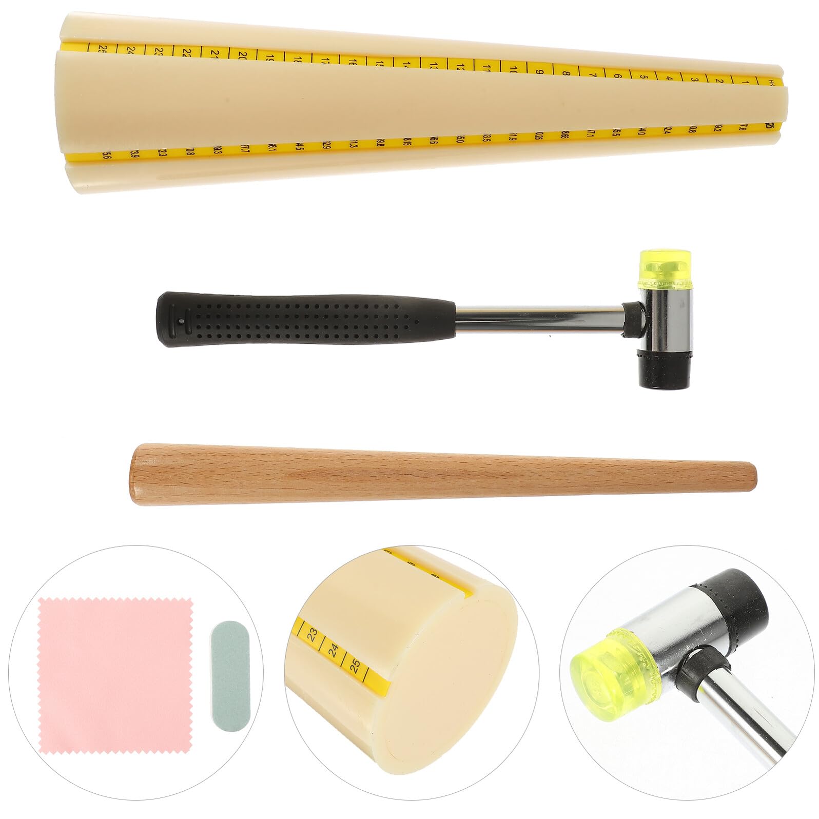 GARIOUANS Schmuck Reparaturset mit Verstellbarem Ringdorn und Gummihammer Tragbarer Mandrel Stick zum Anpassen und Formen von Ringen DIY Werkzeug für Schmuckliebhaber und Profis