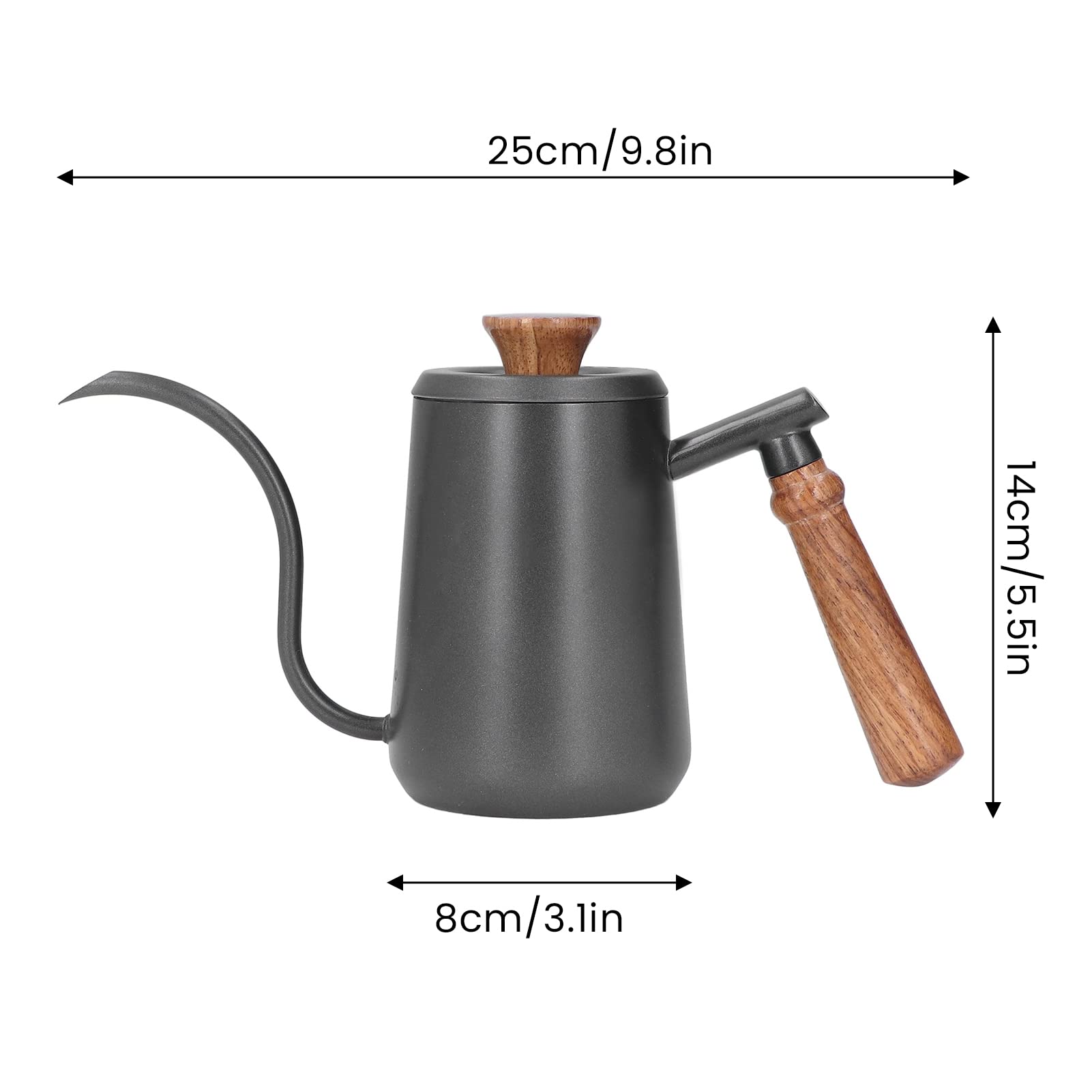 HMTE Verter sobre el hervidor de Agua, café con Mango cómodo Verter sobre el hervidor de Acero Inoxidable de Grado alimenticio 304 para