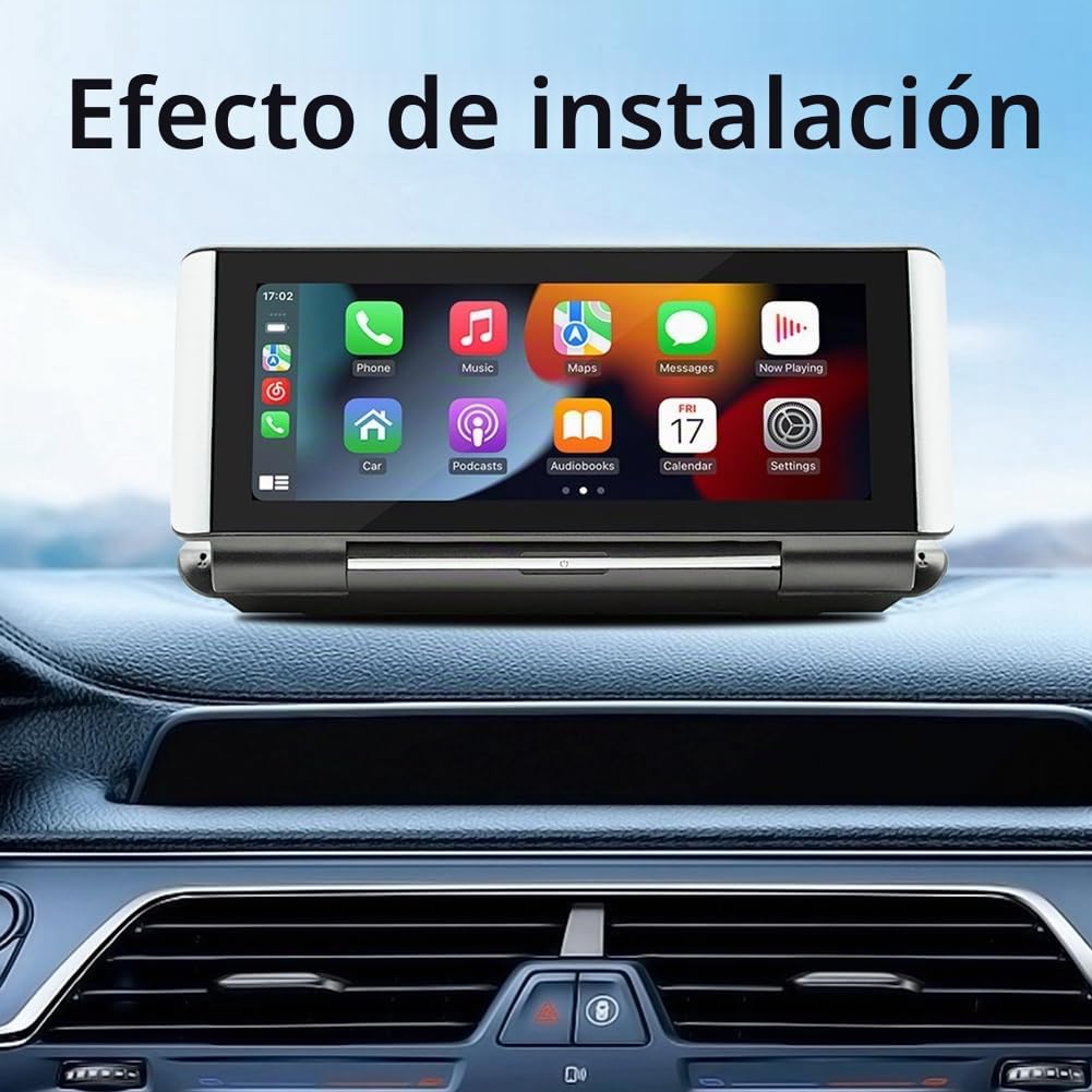 Pantalla abatible portátil ajustable para coche, de 6.86 pulgadas, inalámbrica, CarPlay, Android, pantalla de navegación táctil, fácil de instalar