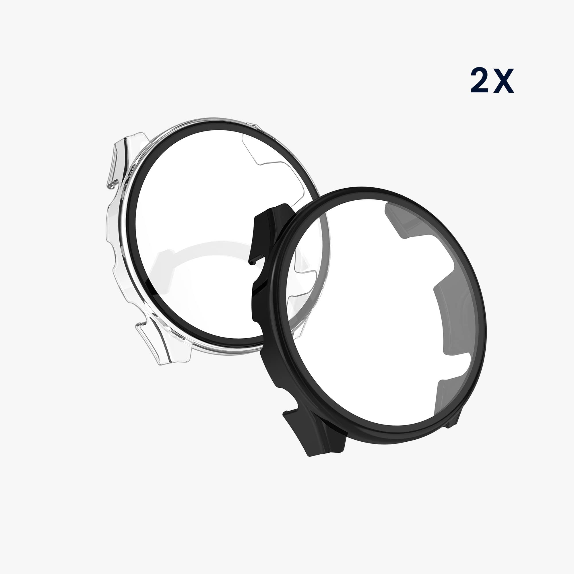 kwmobile 2 x etui kompatybilne z Garmin 18 mm Forerunner 265S - Fullbody Fitness Tracker Case zestaw ze szkła - czarne, przezroczyste