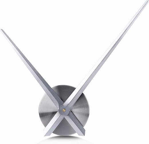 Lafocuse Silent 24 Inch DIY Wall Clock with Large Clock Hands and Motor Kit, DIY 12888 Clock Movement Mechanism Replacement with 12 Inch Long Minute Hands, Silver