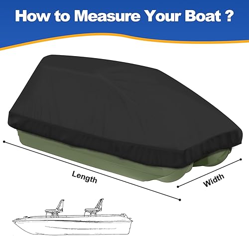 Miniatura 4 de YimSting Funda impermeable 600D para lancha de estanque de 8 a 10 pies de largo, para lancha de pesca y lancha de pesca, lona resistente de grado