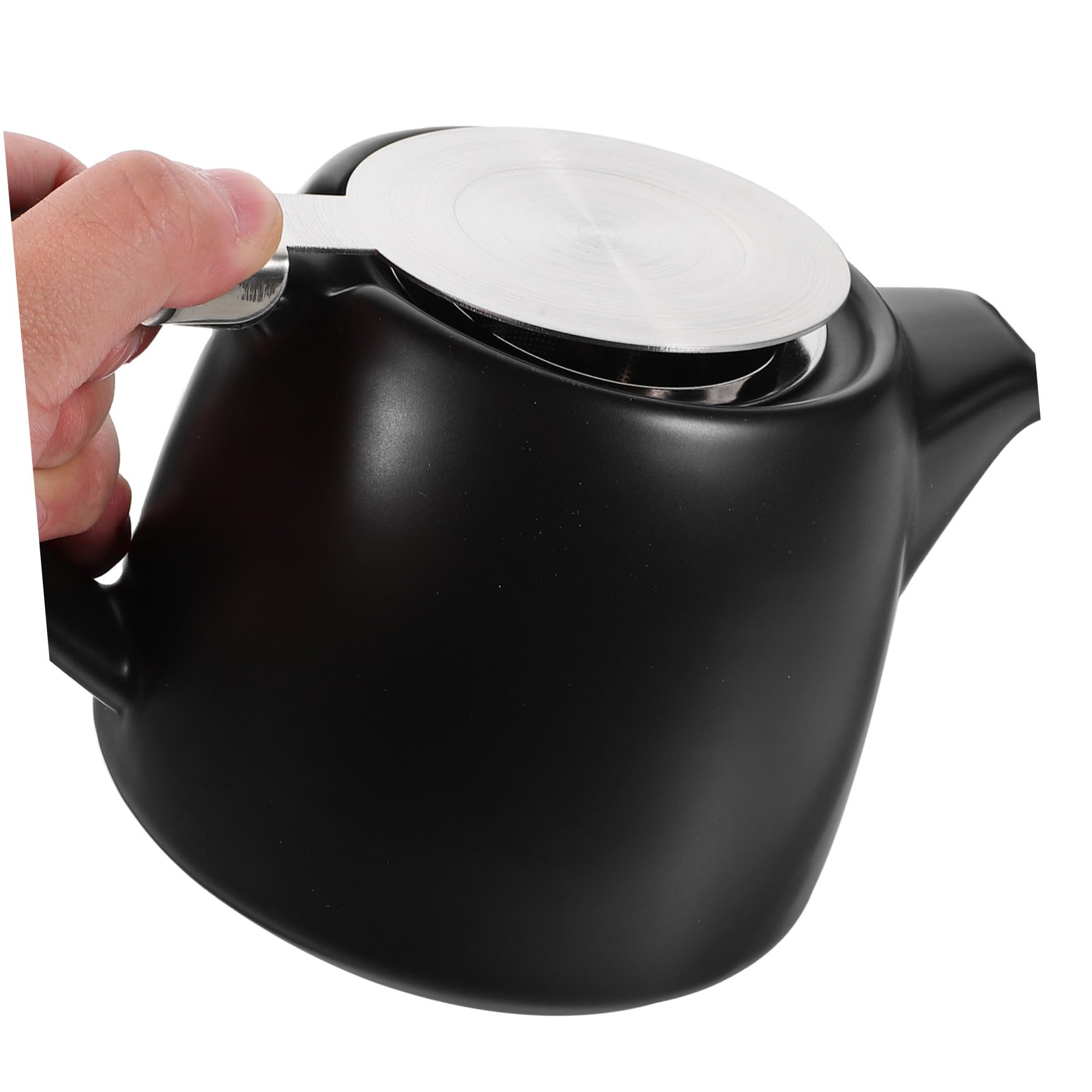 TOYANDONA Pequeña Tetera de con Infusor de Acero Inoxidable para Infusiones de Té Suelto y Flores Herramienta para Servir Té Casa y Oficina Semibrillo Negro