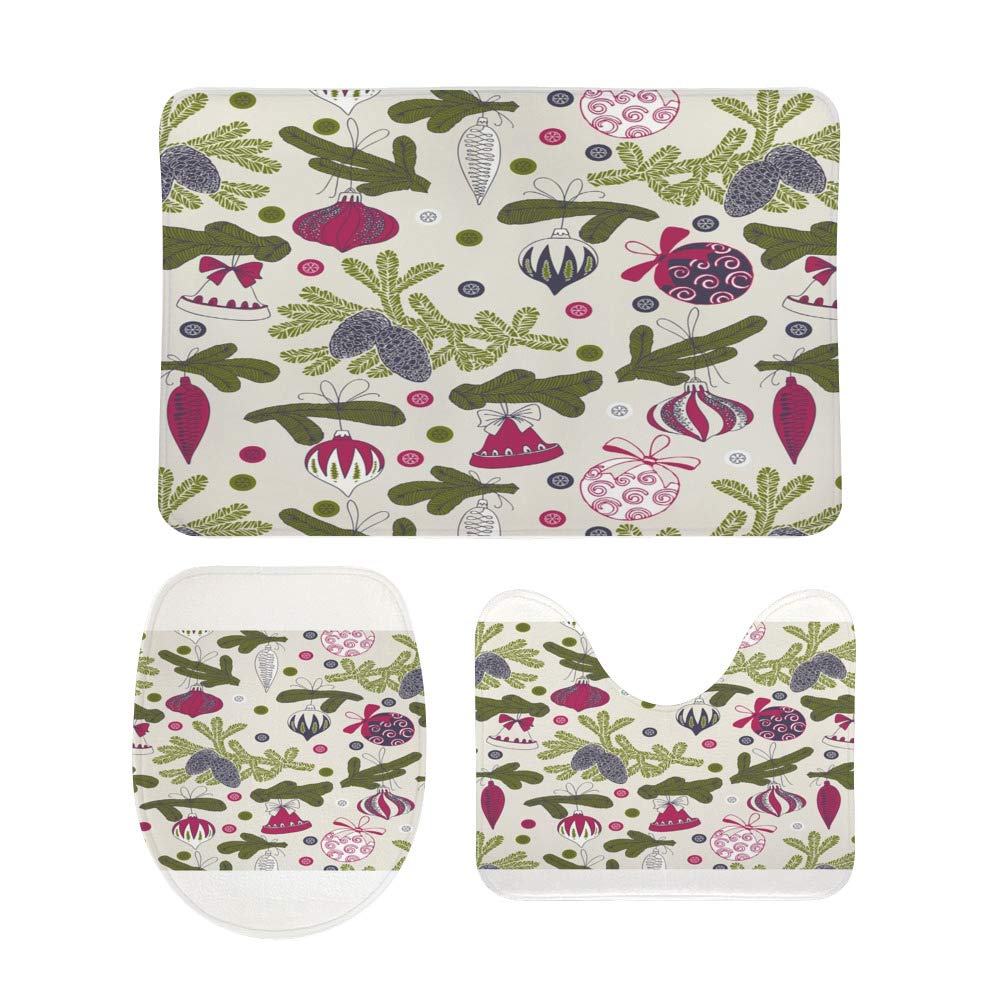 Tapis de salle de bain de Noël haut de gamme 3 pièces lavables et sûrs