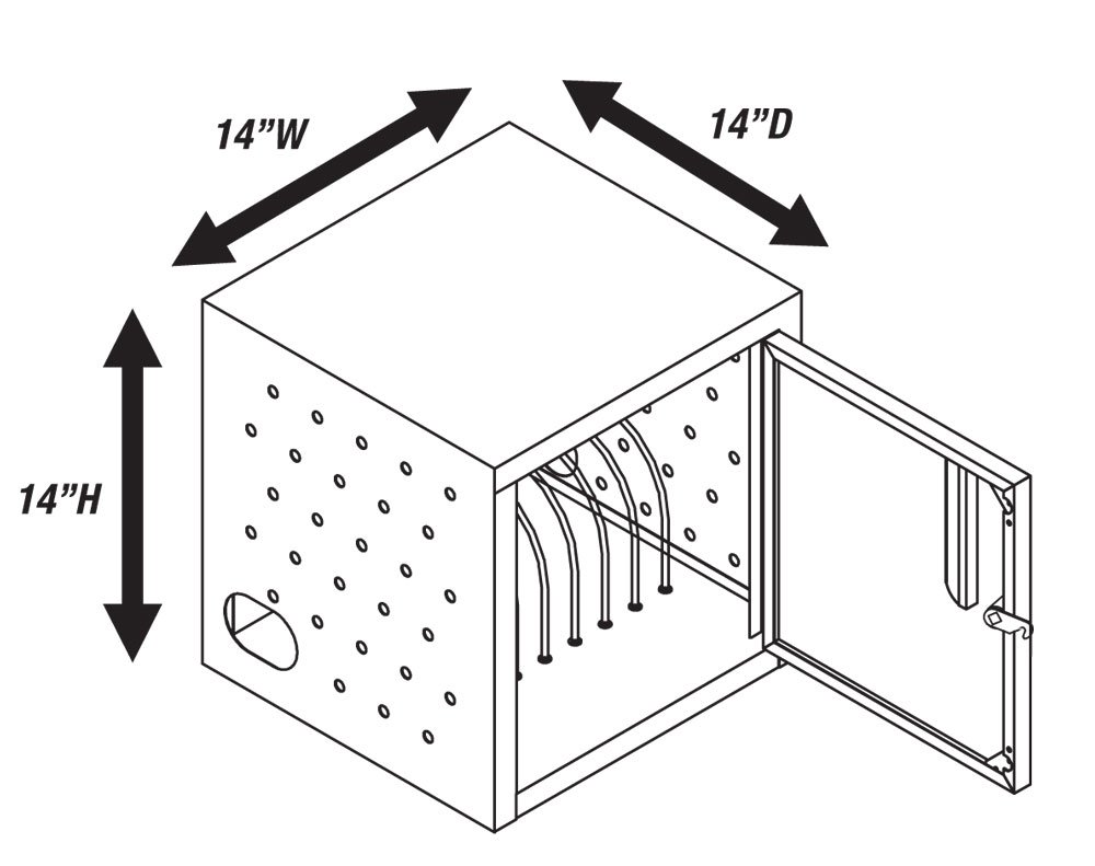 Luxor Steel 8 Tablet Wall or Desk Charging Box with Lockable Door