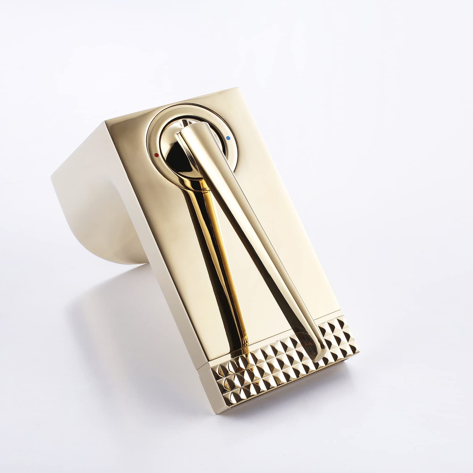 Rubinetto del Lavabo del Bagno a Cascata, Rubinetto del Lavabo Miscelatore Caldo e Freddo, Singola Maniglia Ottone Lavabo Rubinetto Lavandino Montato a Ponte Rubinetto Singolo Foro (Gold )