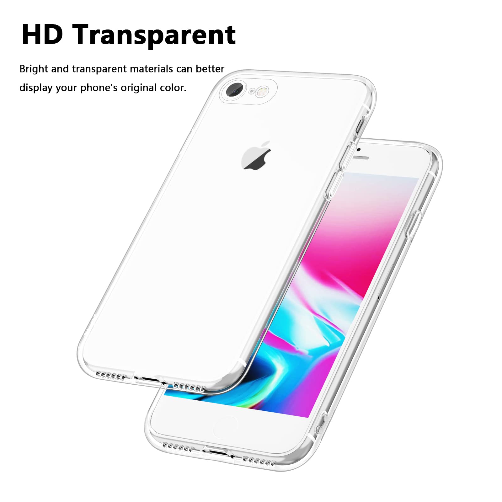 seacosmo Cover per iPhone SE 3/2 (2022/2020) / iPhone 7/8, Custodia Rugged Antiurto 360 Gradi con Protezione Schermo Integrata, Case Doppia Faccia Full Fronte Retro per Cellulare - Nero
