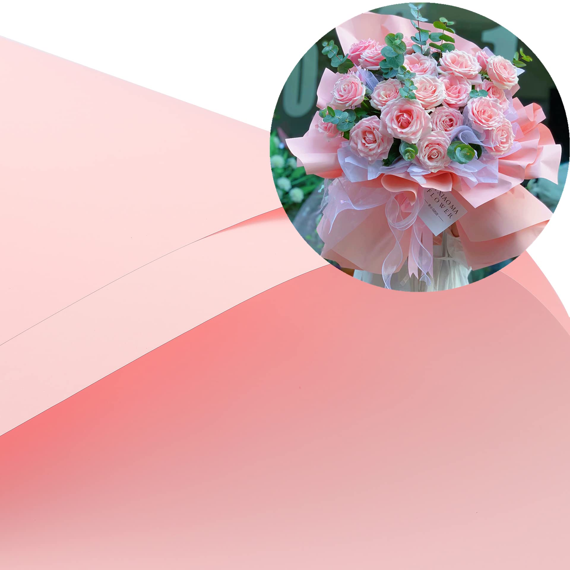 XICHEN 20 Sheets/Korean style waterproof Colors Flower Wrapping Paper,Florist Bouquet Paper,DIY Crafts,gift wrapping paper ouya paper58 x 58cm/22.8x 22.8 inch (Sakura Pink)