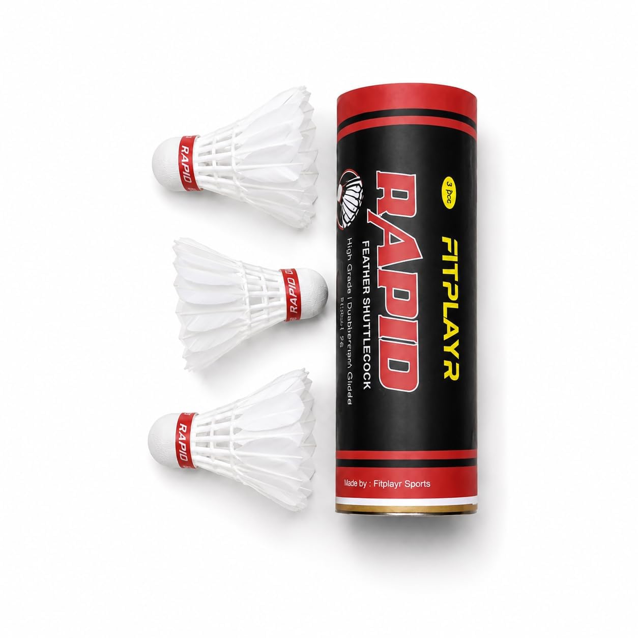 Rapid Feather Shuttlecock Pack of 3 | High-Class Tournament Grade Badminton Shuttlecocks | Speed 78 | Durable Feather Shuttle for Training, Practice & Match Play-image-4