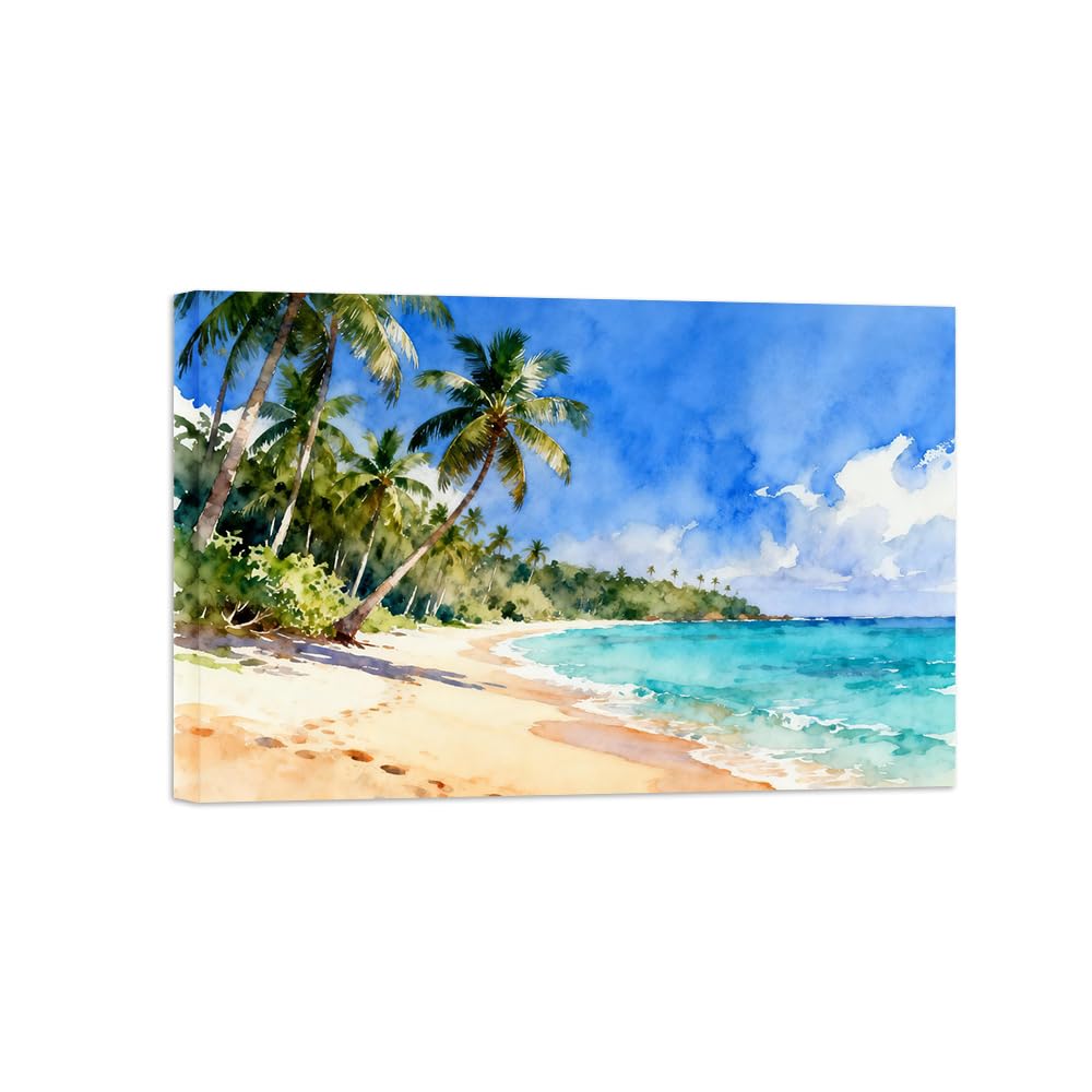 OZPWBVY Beach Palm Tree Landscape Canvas Prints Ready to Hang 70x105cm Wrapped Canvas