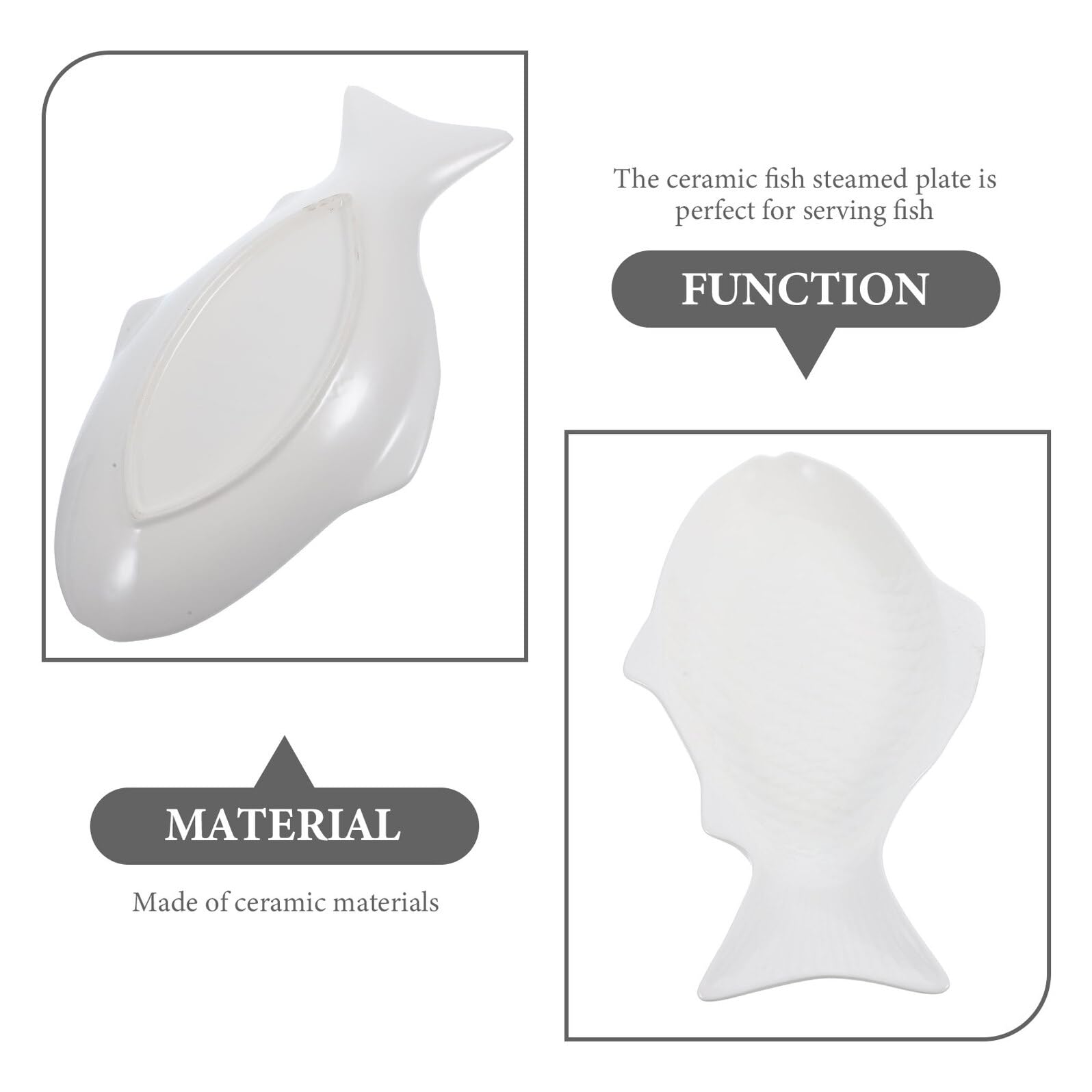 GALPADA Piatto da Portata per Pesce Vassoio per Alimenti in Ceramica Design Forma di Pesce Frutti di Mare Antipasti