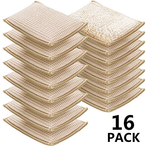 Kitchen Sponges Bamboo Absorbent Dish Cleaners Reusable Dish Washing Sponges Natural Kitchen Cleaning Sponges Scrubber for Home Kitchen Dishes Cleaning Supplies?16 Pieces?