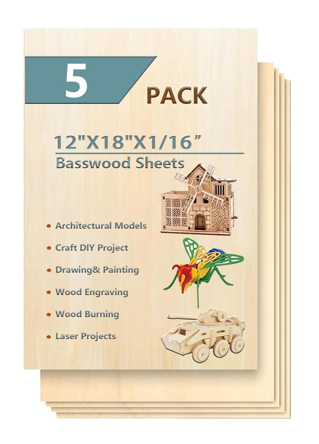 twinsfox 12x18 Basswood 5pk