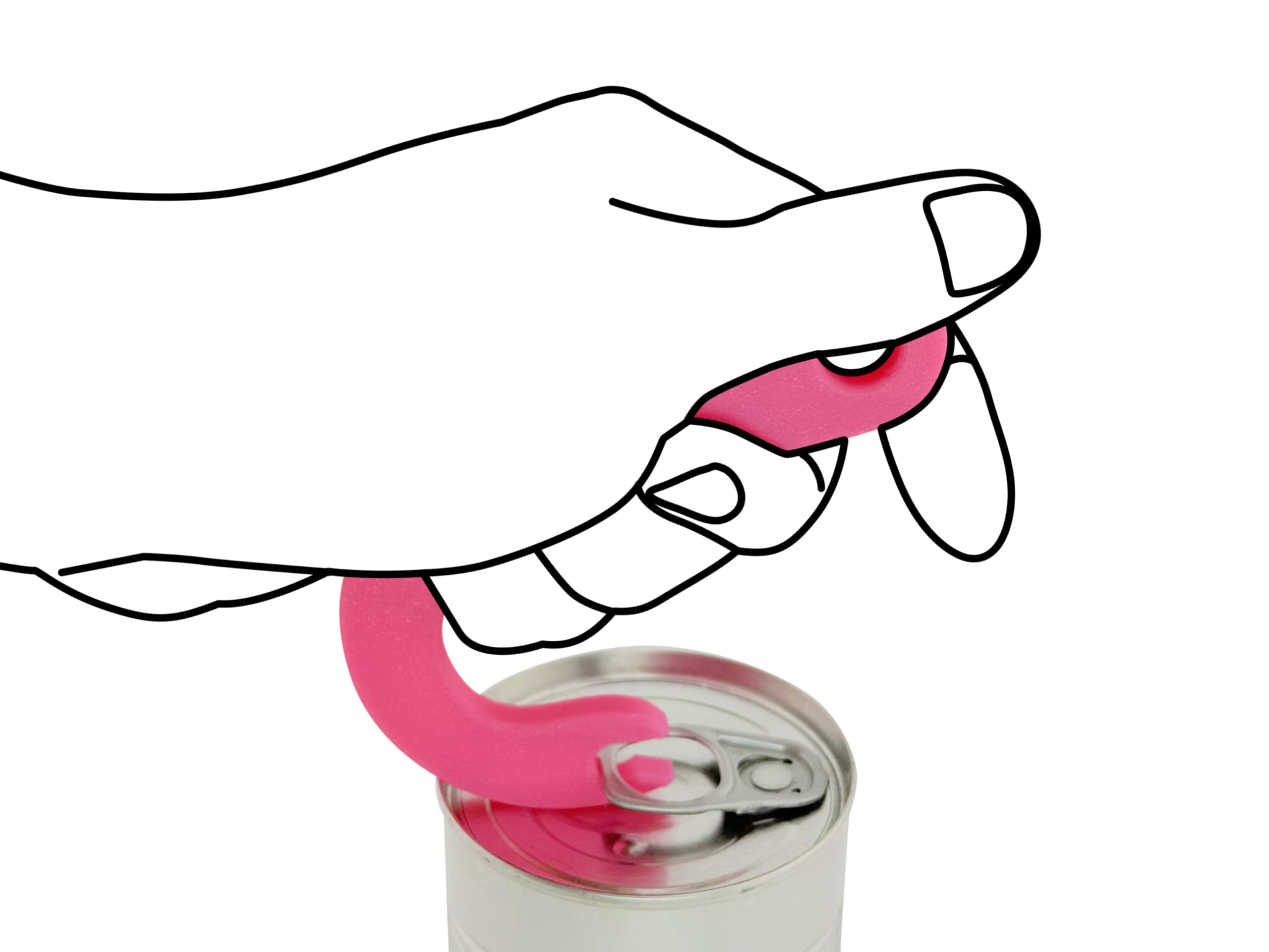 Hook Can Tab Opener by Intulon | Manual Ring Puller for Easy Access to Soup, Beans, and Pet Food Cans | Simple Hook, Leverage, and Pull Design (Pink)