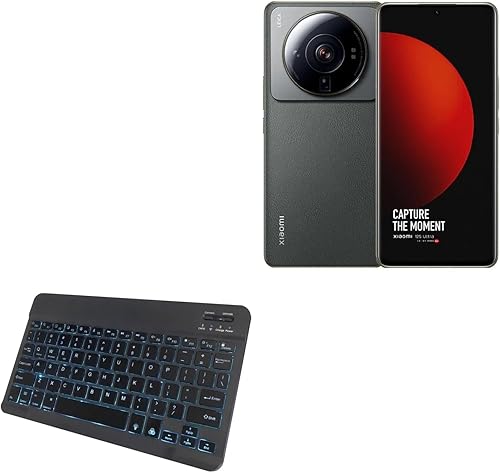 Teclado BoxWave compatible con Xiaomi 12S Ultra - Teclado Bluetooth SlimKeys - con retroiluminación, teclado portátil con luz trasera conveniente